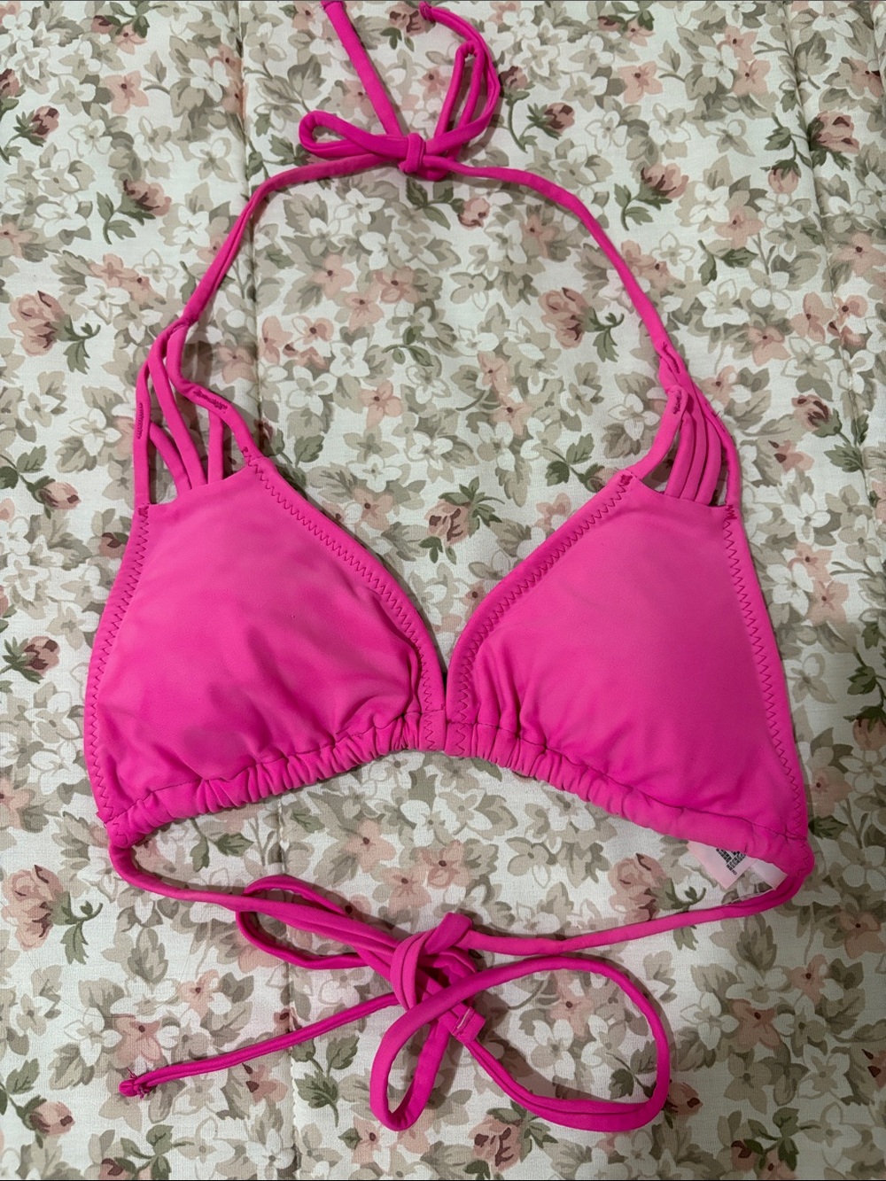 Forever 21 Hot Pink Strappy Triangle Bikini Top